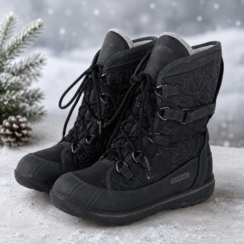 L.L.Bean Wildcat Winter Snow Boots Women 10 Black 200g Primaloft Gorpcore Warm